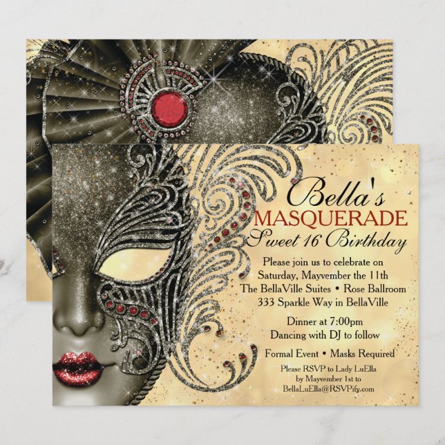 Invitations de Mardi Gras Masquerade Party (Devant / Derrière)