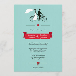 Invitations de mariage à bicyclette à Tandem