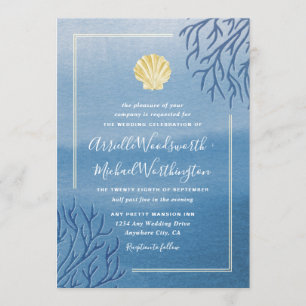 Invitations de mariage à Coral Reef Seashell Beach