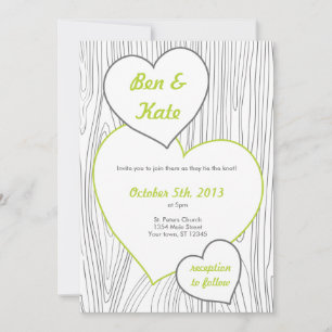 Invitations de mariage à grains de bois - vert pâl
