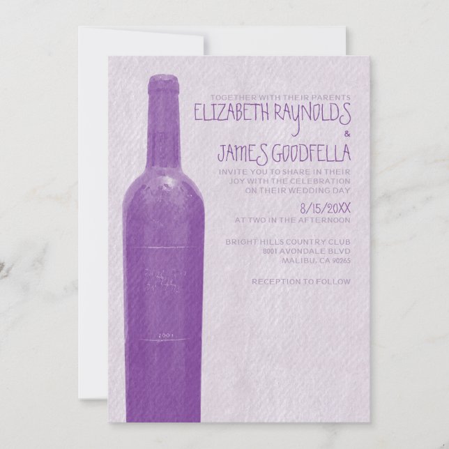 Invitations de mariage à la bouteille de vin russe (Devant)