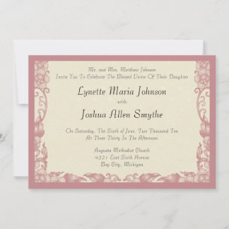 Invitations de mariage à la crème d'ivoire du Rose