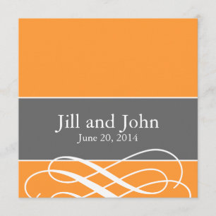 Invitations de mariage à la flamme moderne Orange