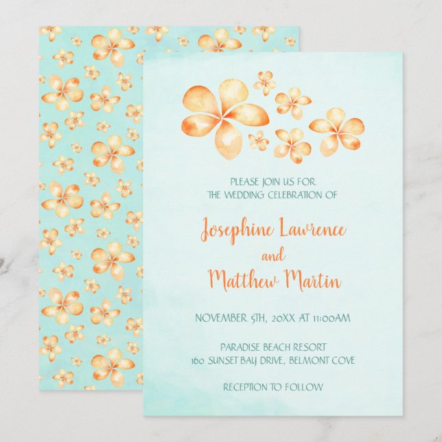 Invitations de mariage à la Plumeria Island (Devant / Derrière)