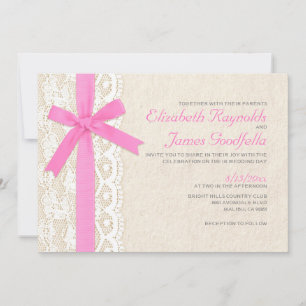 Invitations de mariage à la poule rose et à la den