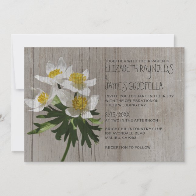 Invitations de mariage à l'anémone russe (Devant)