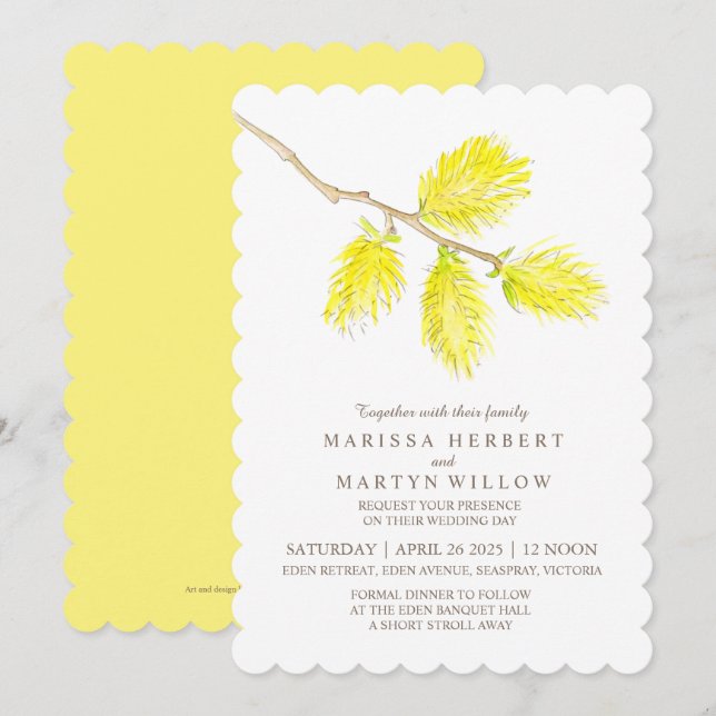 Invitations de mariage à l'aquarelle de chat jaune (Devant / Derrière)