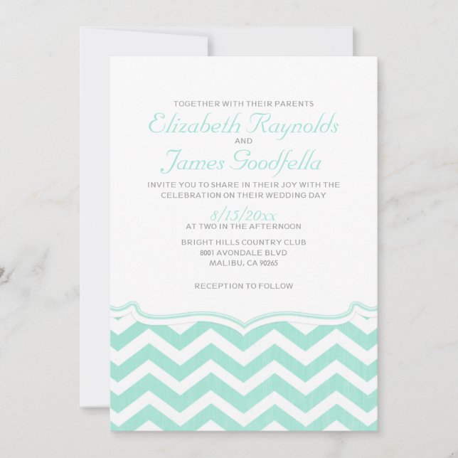 Invitations de mariage à l'élégante Chevron Zigzag (Devant)