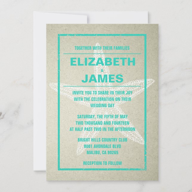 Invitations de mariage à l'étoile de mer russe (Devant)