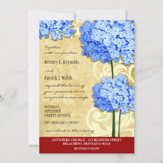 Invitations de mariage à l'hydrangée rouge bleu Vi