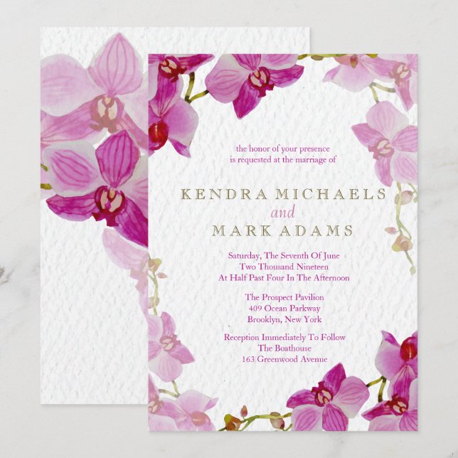 Invitations de mariage à l'orchidée (Devant / Derrière)