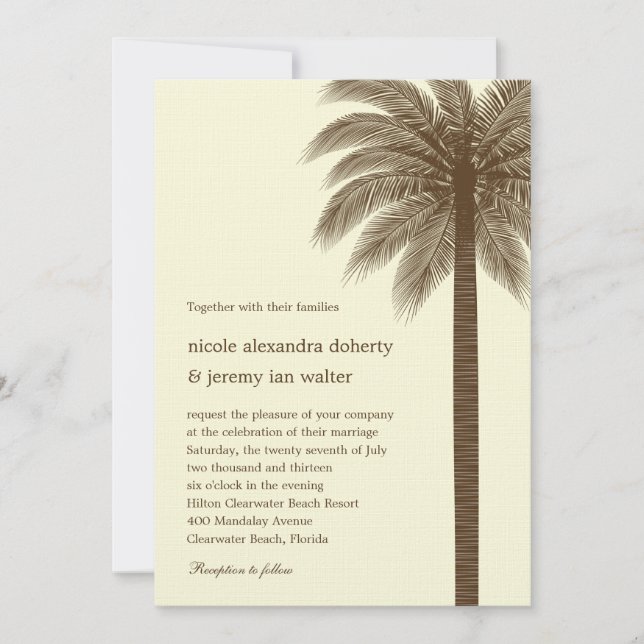 Invitations de mariage à Palm Beach - Brown (Devant)