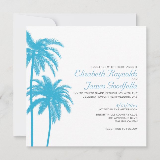 Invitations de mariage à Palm Tree Beach (Devant)