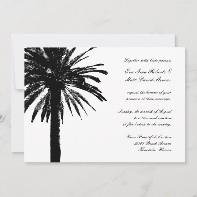 Invitations de mariage à Palm Tree | invitations t (Devant)