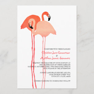 Invitations de mariage à Pink Flamants roses Beach
