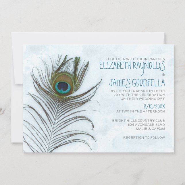 Invitations de mariage à plumes de paquebot modern (Devant)