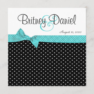 Invitations de mariage à point Polka noir et blanc