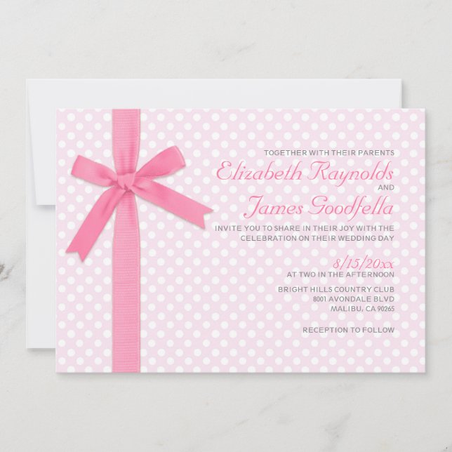 Invitations de mariage à point Polka Vintage (Devant)