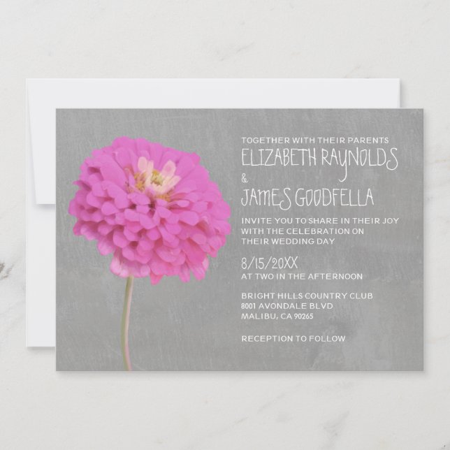 Invitations de mariage à Zinnias (Devant)
