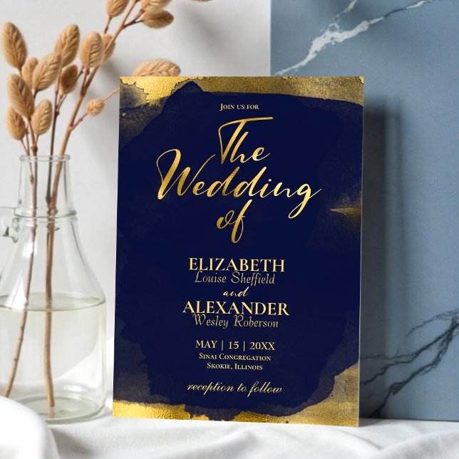 Invitations de mariage Abstraites | Bleu bleu mari (Créateur téléchargé)