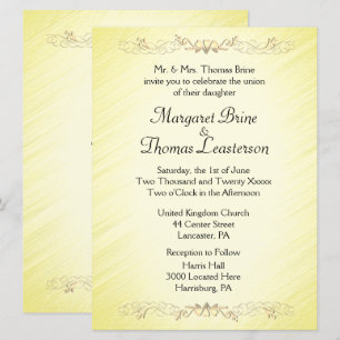 Invitations de mariage Accent Coeurs Jaunes