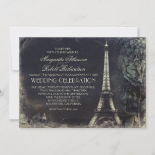 Invitations de mariage anciennes de la tour Eiffel