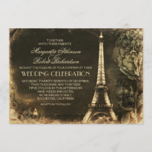Invitations de mariage anciennes de la tour Eiffel