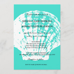 Invitations de mariage Aqua Blue Seashell