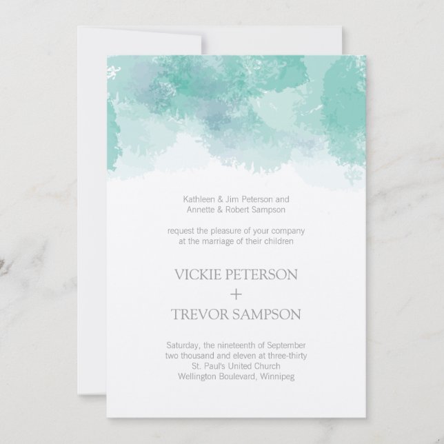 Invitations de mariage aquarelle (Devant)