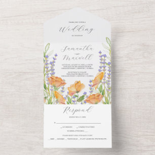 Invitations de mariage Aquarelle Fleurs sauvages
