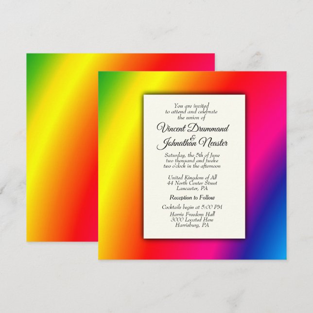 Invitations de mariage Arc-en-ciel (Devant / Derrière)