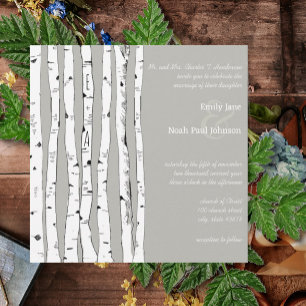 Invitations de mariage Argent Cloud Birch Tree