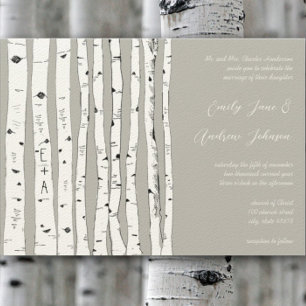 Invitations de mariage Argent Cloud Birch Tree