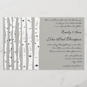 Invitations de mariage Argent Cloud Birch Tree