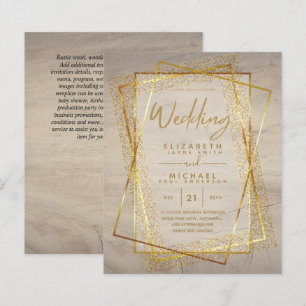 INVITATIONS DE MARIAGE aspect pailleté feuille mét