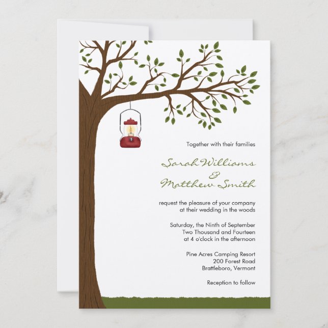 Invitations de mariage au camping en plein air (Devant)