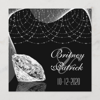 Invitations de mariage au diamant noir et blanc