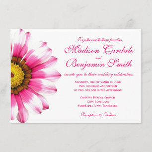Invitations de mariage aux fleurs roses chaudes