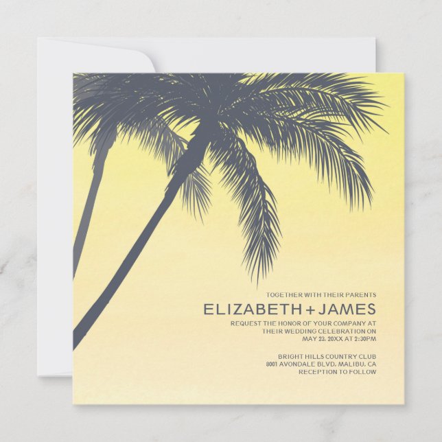 Invitations de mariage aux palmiers (Devant)
