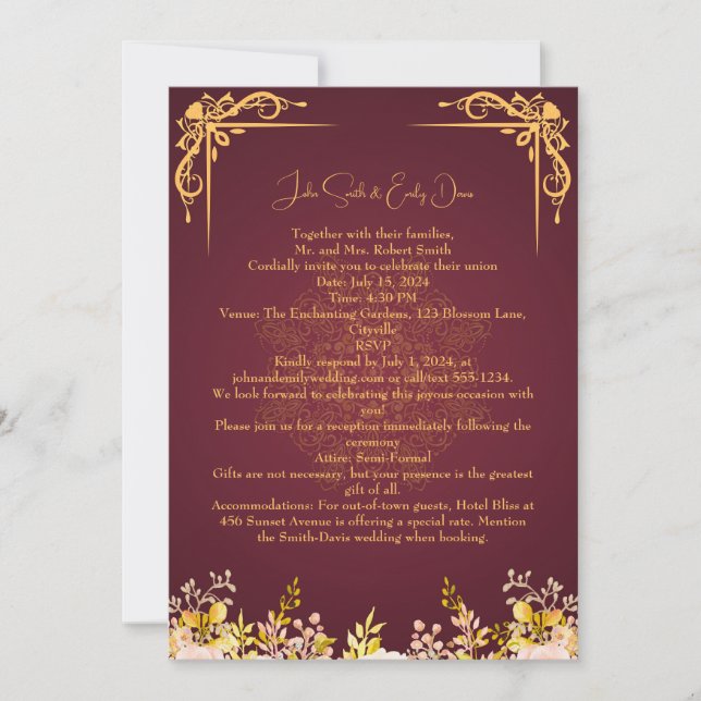 Invitations de mariage avec Rsvp Qr Code (Devant)