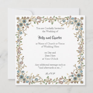 Invitations de mariage avec une frontière florale