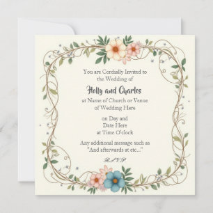 Invitations de mariage avec une jolie frontière de