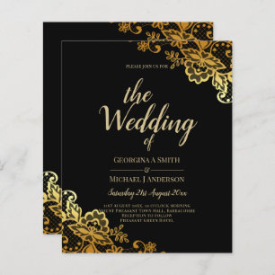 Invitations de Mariage Black Gold Lace