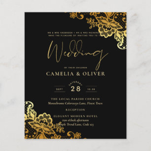 Invitations de Mariage Black Gold Lace