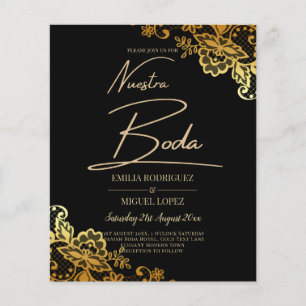 Invitations de Mariage Black Gold Lace