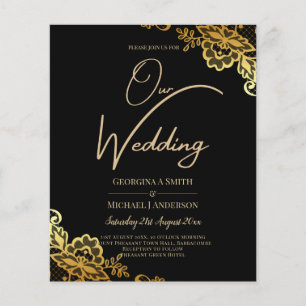 Invitations de Mariage Black Gold Lace
