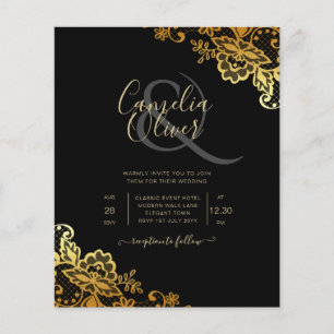 Invitations de Mariage Black Gold Lace