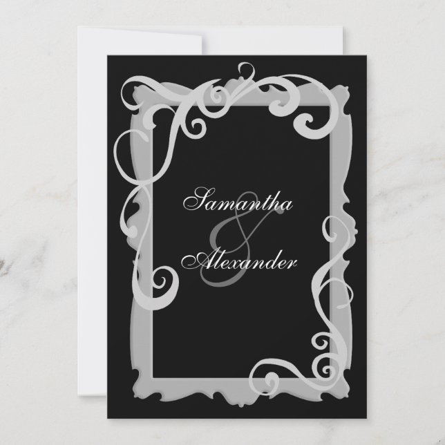Invitations de mariage Black/Silver-Grey (Devant)