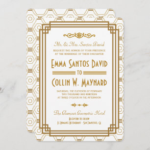 Invitations de mariage blanc Art Déco