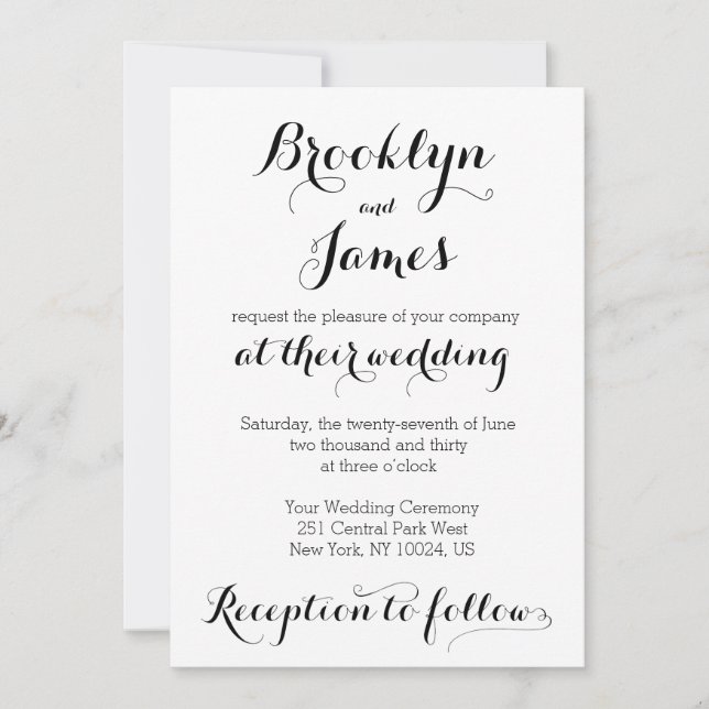 Invitations De Mariage Blanc Clair Mariage Et Sall (Devant)